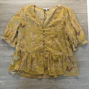 Madewell Puff Sleeve Peplum Top